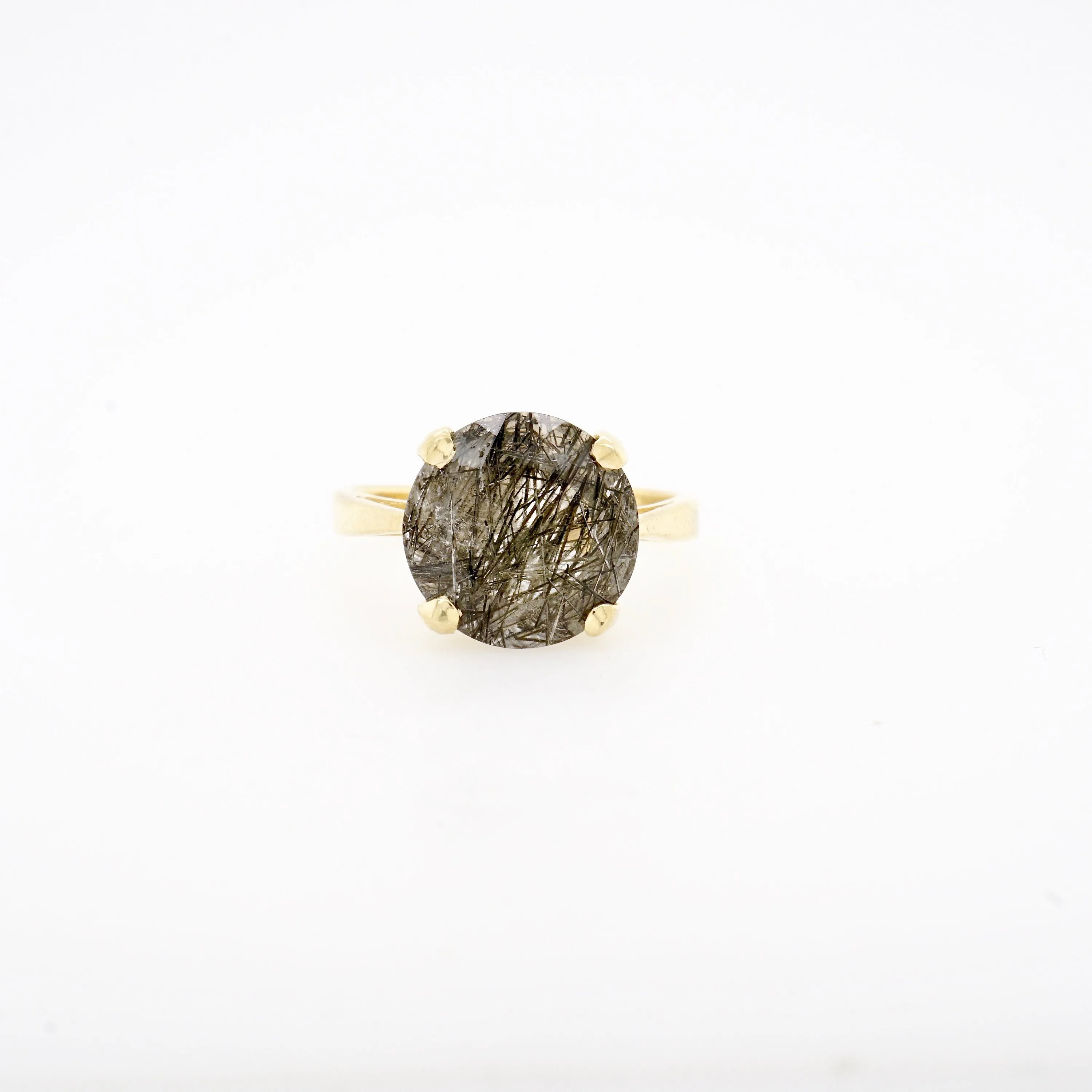 Salt and Pepper Black Tourmalinated Quartz Ring - Tourmalinated Quartz Ring