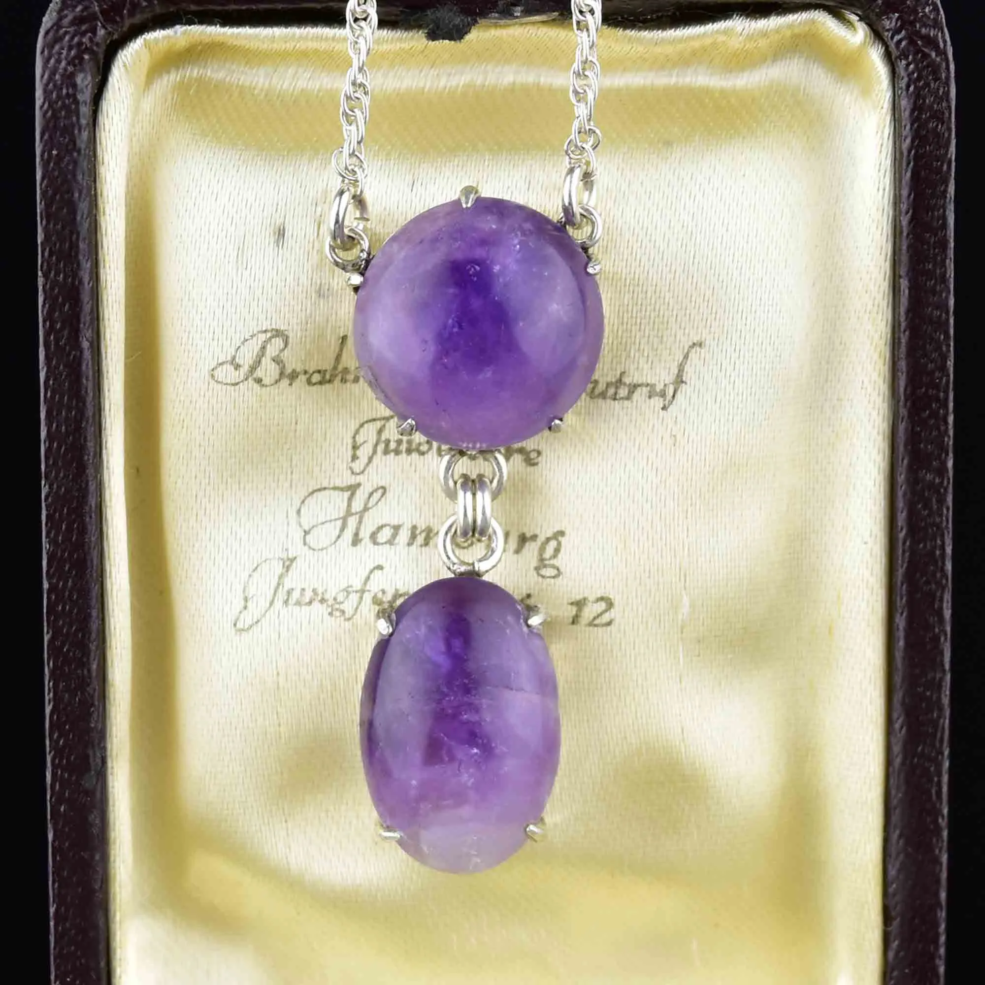 Silver Natural Amethyst Drop Pendant Necklace