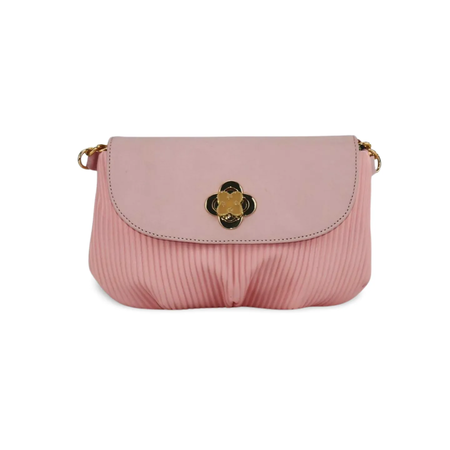 Small Crossbody Bag with Gold Chain and Flower Detail