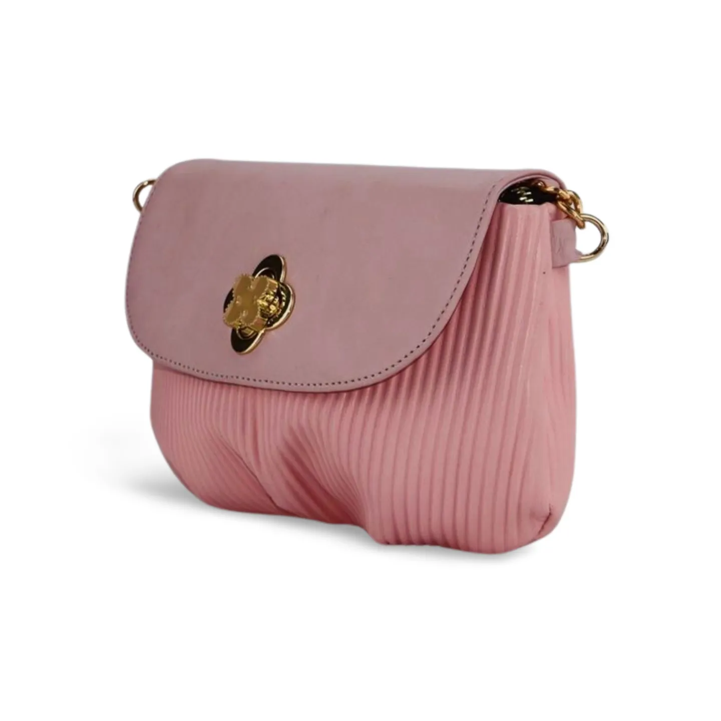 Small Crossbody Bag with Gold Chain and Flower Detail