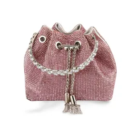 Sparkling Rhinestone Bucket Bag with Chain Handle