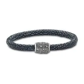 SS DOT AND ROPE DESIGN STINGRAY BRACELET- BLACK