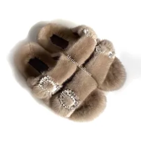 Taupe Jeweled Arizona Slippers