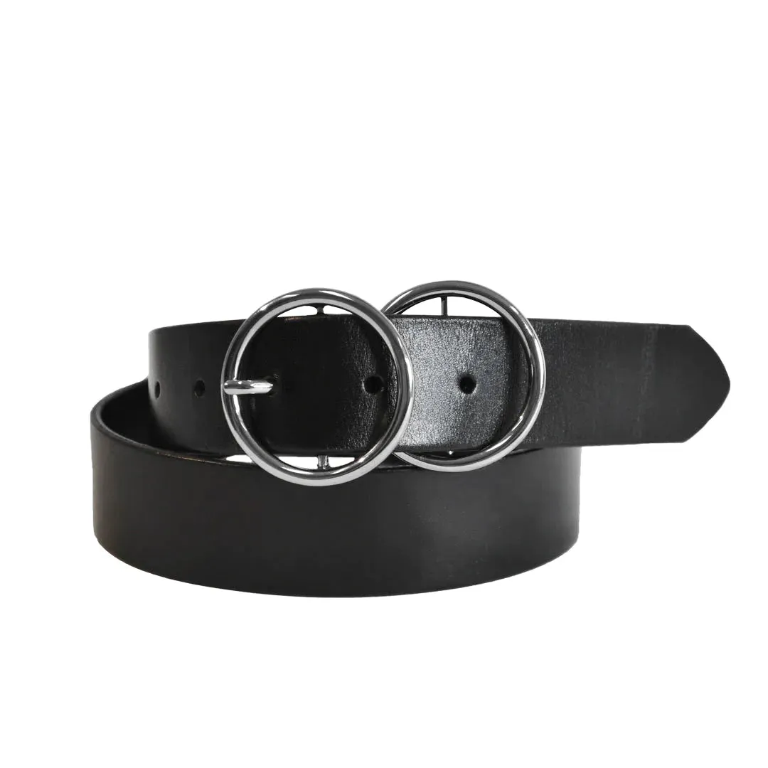 Townsville | Women's Black Double Ring Leather Belt