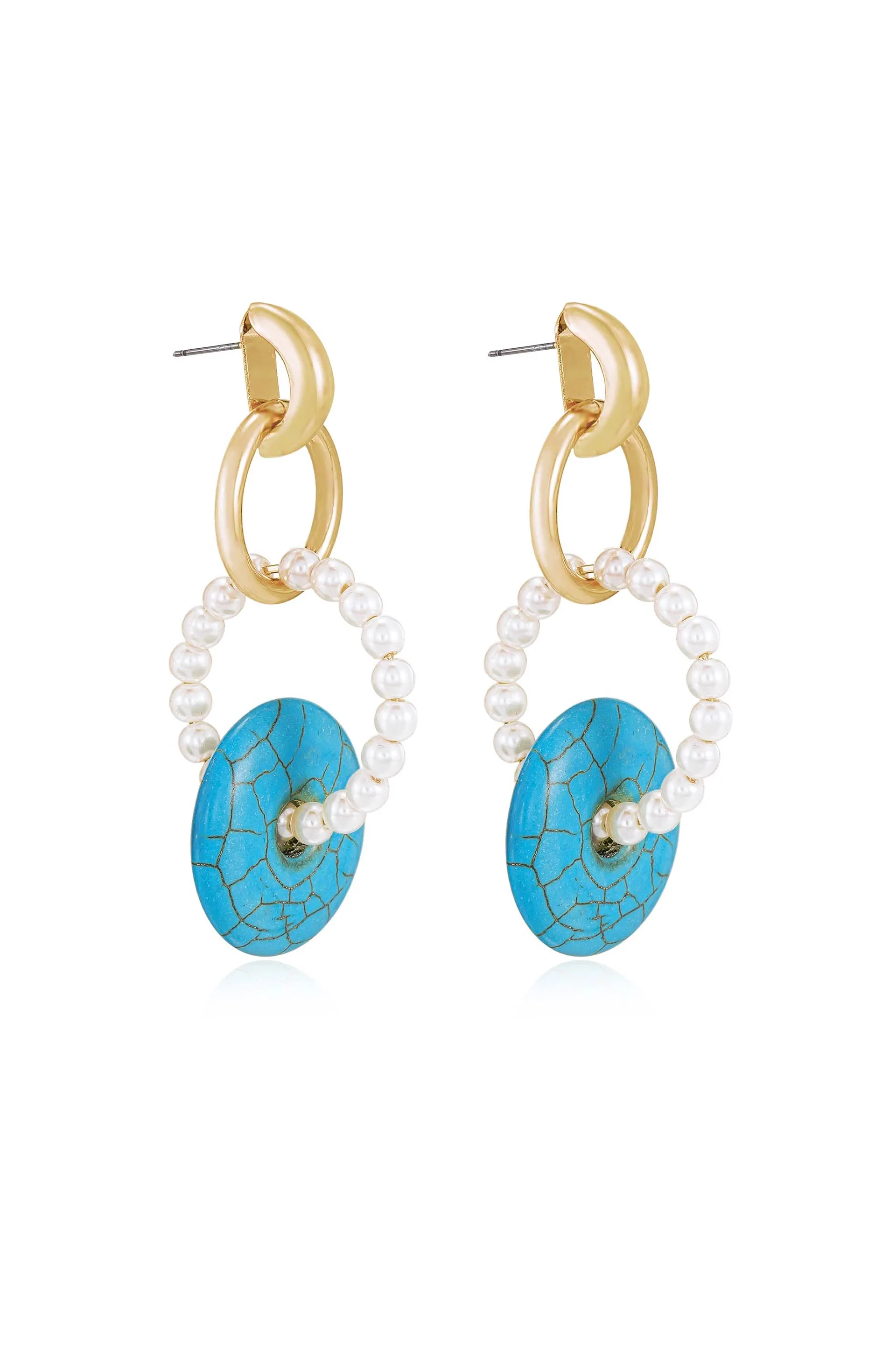 Turquoise and Pearl Dangle Earrings