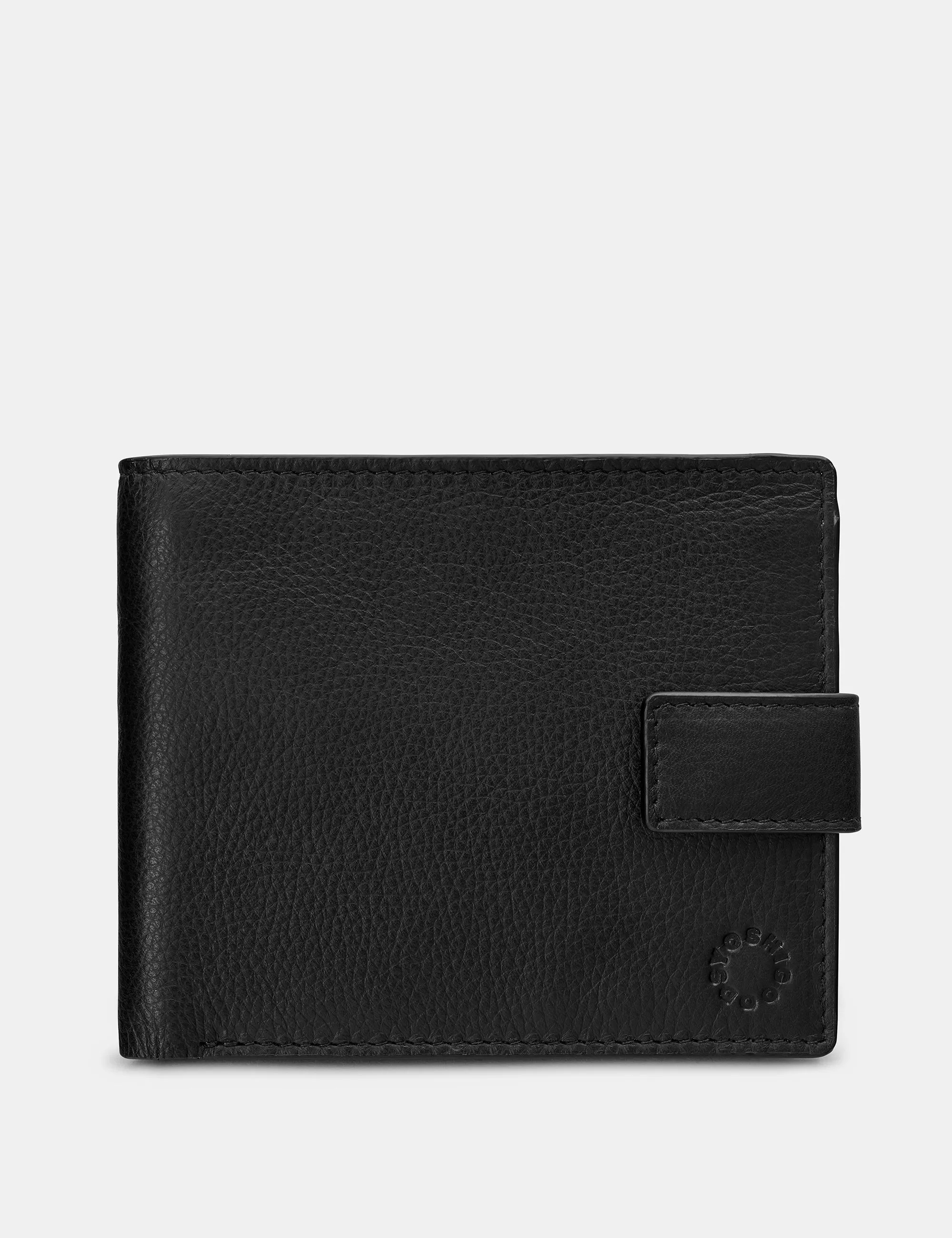 Two Fold Black Leather Wallet With Tab