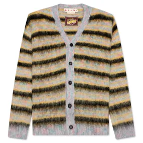 V-Neck Mohair Stripe Cardigan - Multi