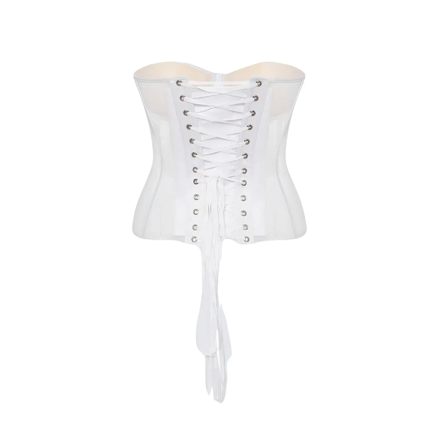 Vivienne Satin Cups White Mesh Corset