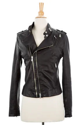 Washed Leather Biker Jacket