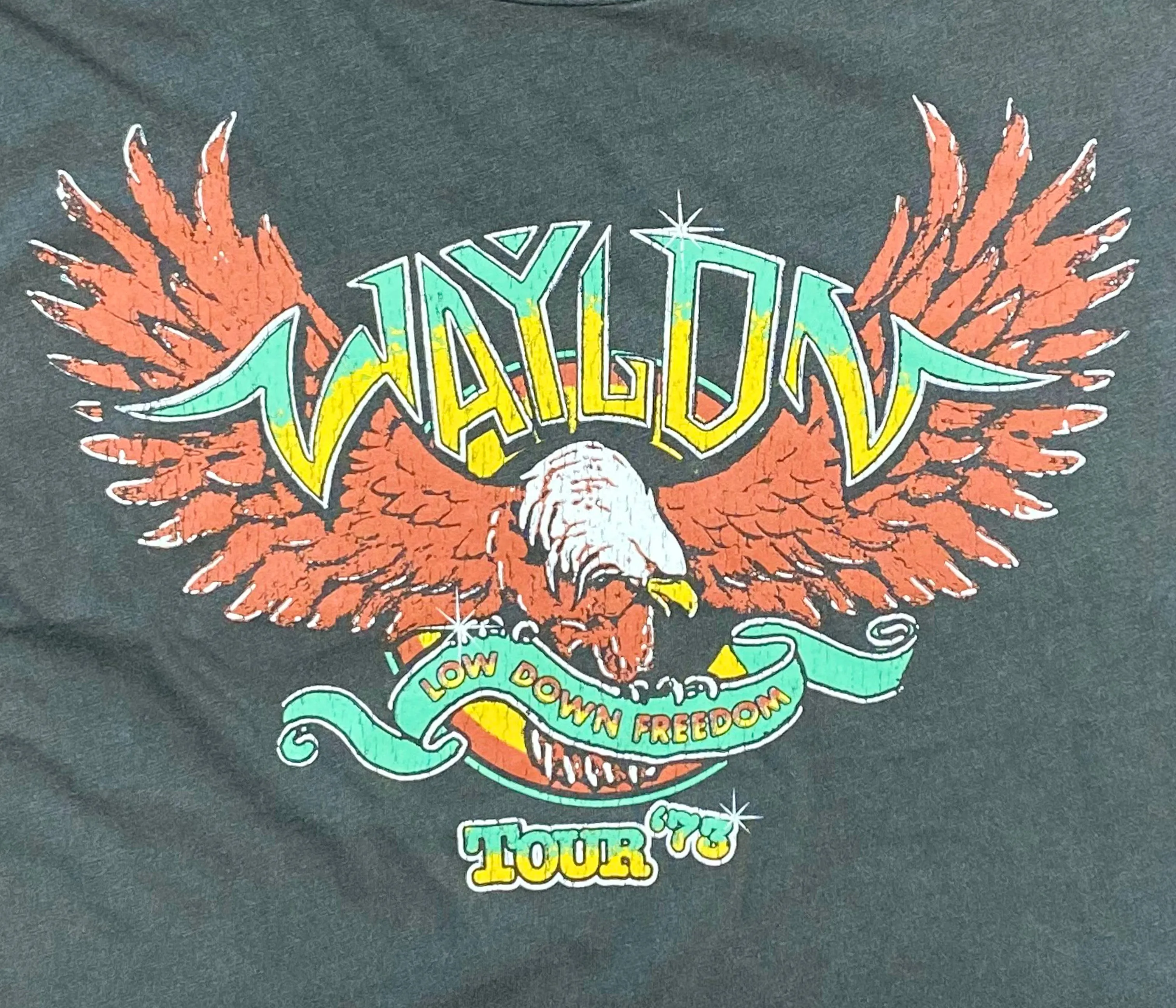 Waylon Jennings Tour 73 Cut off Crop Tee