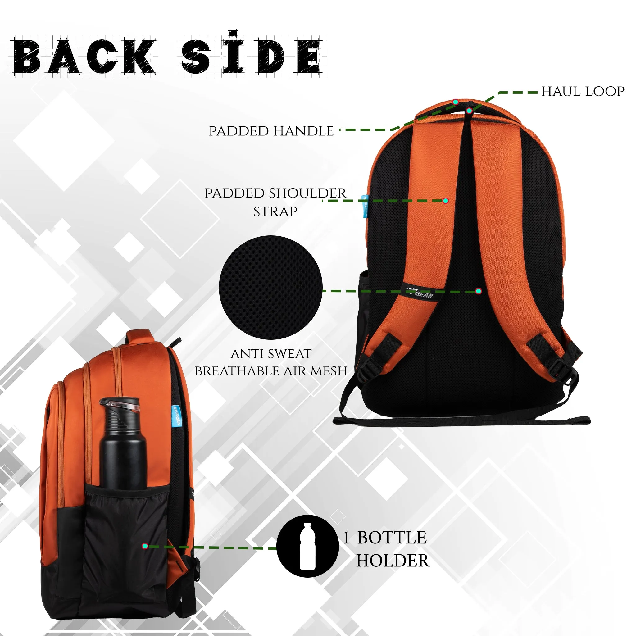 Winsome 29L Black Brick Orange Backpack