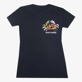 Women's Born Locally Maryland Flag Crab T-Shirt