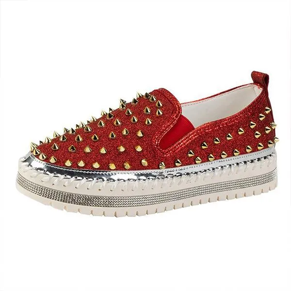 Women's Casual Rhinestone Rivet Platform Shoes 44438661S