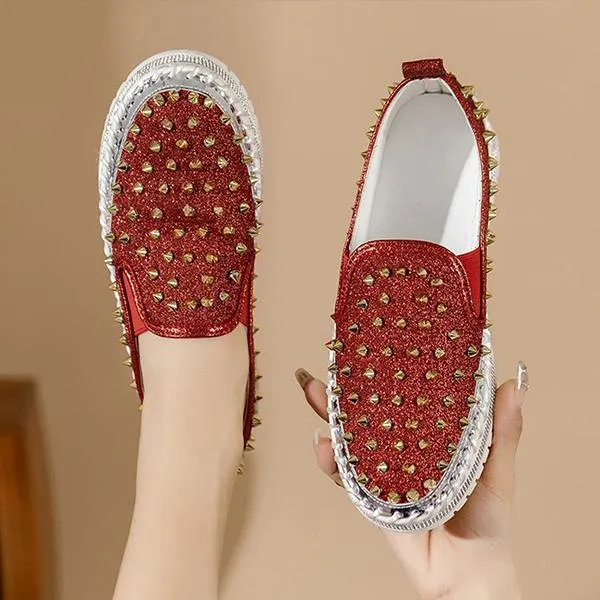 Women's Casual Rhinestone Rivet Platform Shoes 44438661S