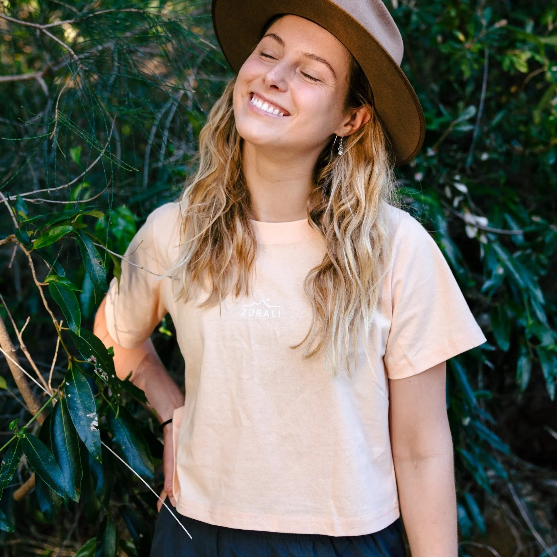 Womens Cropped Logo Tee Peach