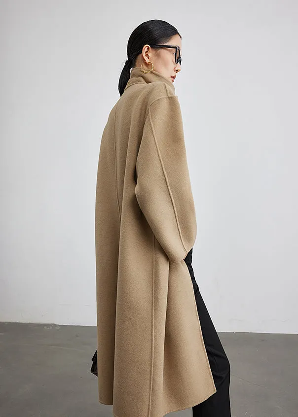 Wool Blend Spread Collar Coat