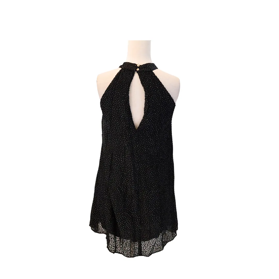 ZARA Black & Gold Halter-neck Long Top | Gently Used |